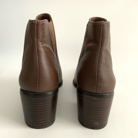 New Saks Fifth Avenue Leather Chelsea Point-toe Ankle Bootie Brown 10 - Picture 7 of 13